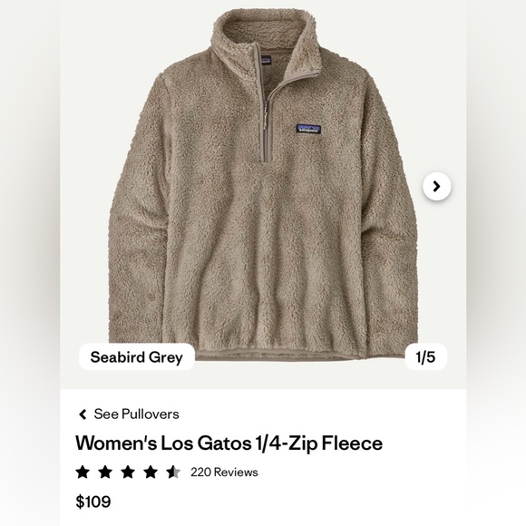 NWT Patagonia Women's Los Gatos 1/4-Zip Fleece Jacket Salt Grey - Size L - Picture 6 of 7